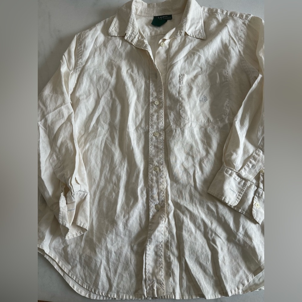 Women’s size 16 Ralph Lauren cream linen button down